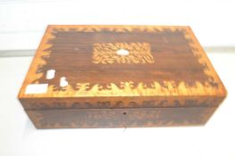 19th Century rosewood and inlaid writing box, 40cm wide