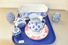 Tray of mixed items to include various blue and white ceramics, Royal Albert Lady Carlyle plates