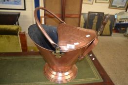 Copper coal bucket with shovel