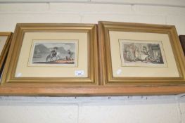Dr Syntax, two coloured engravings, gilt framed