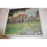 20th Century school study of a farmyard scene with poultry, oil on canvas, unsigned