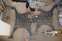 Pair of cast iron bench ends