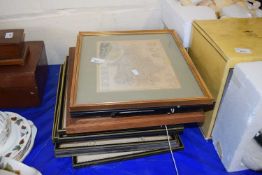 Large quantity of assorted framed and glazed maps