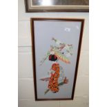 20th Century Oriental needlework picture of a Geisha lady