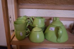 Retro styled lime green tea set