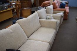 Modern Oatmeal two seater sofa and pair of matching armchairs