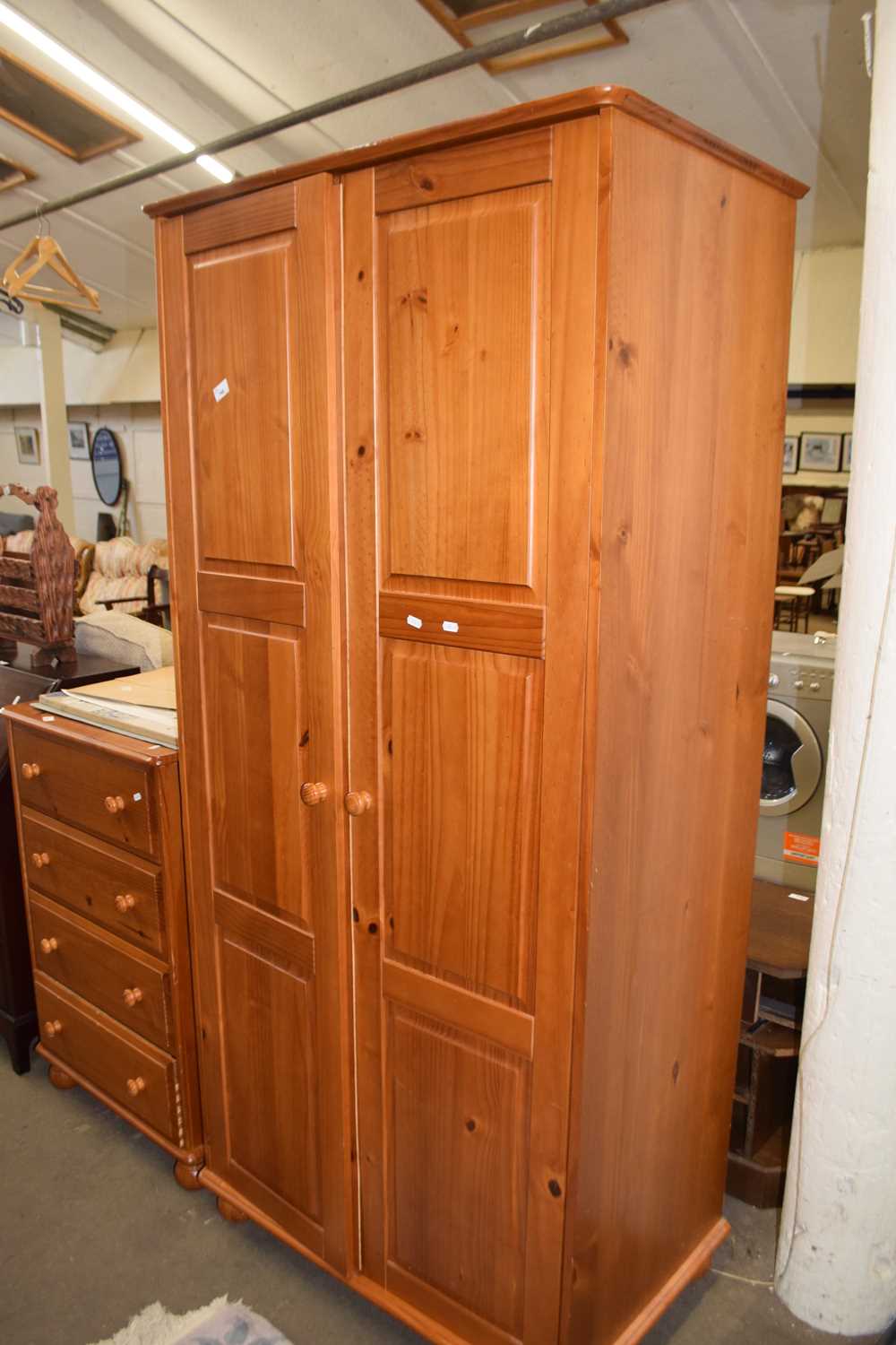 Modern pine double door wardrobe