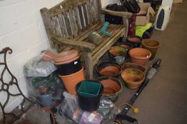 Mixed Lot: Terracotta pots and various plastic garden pots, seed trays etc