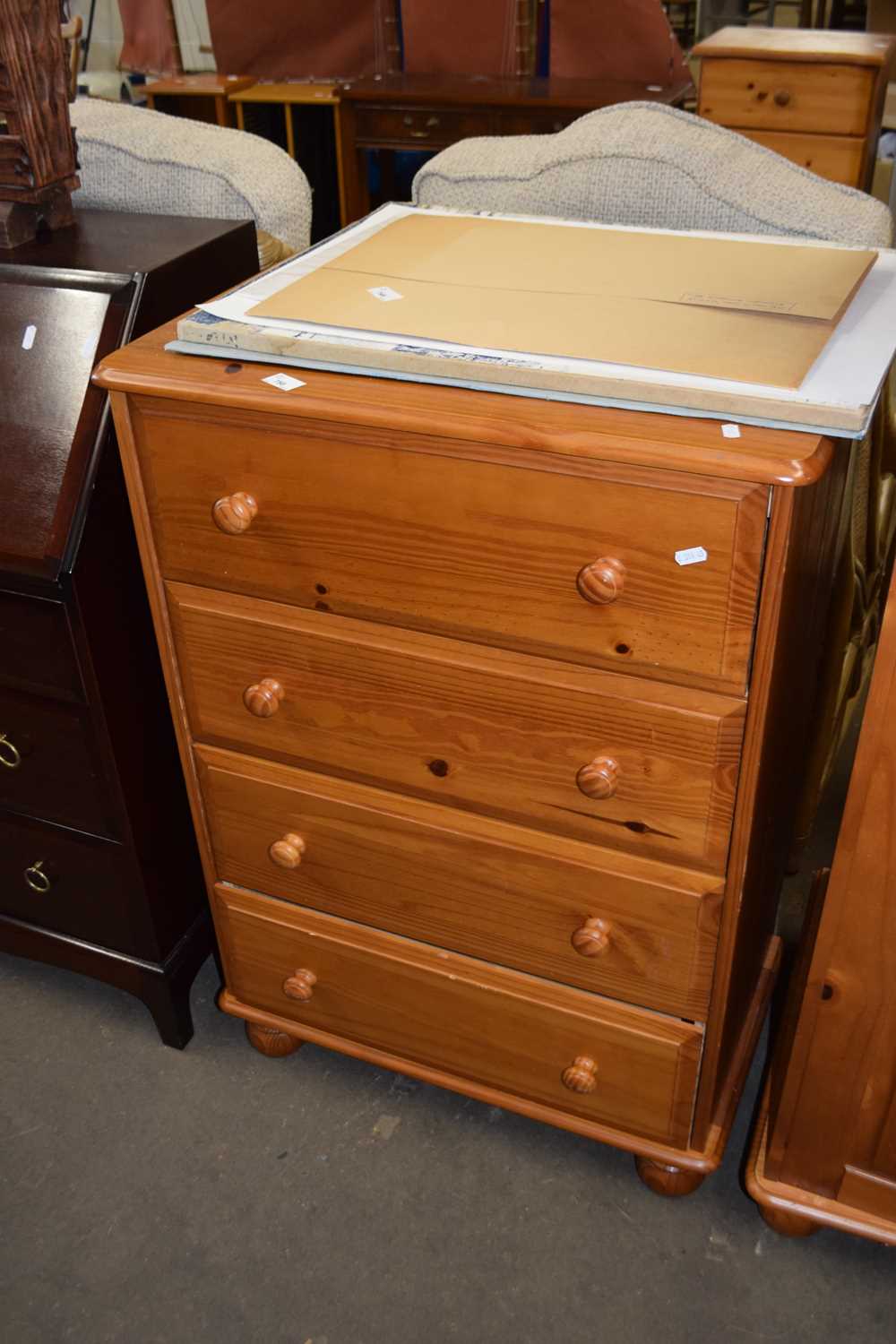 Modern pine four drawer chest