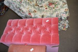 Pink upholstered ottoman