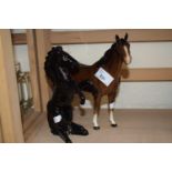 Royal Doulton horse and a model of a black horse rearing