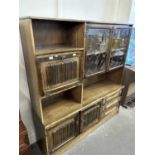 20th Century oak combination display and drinks cabinet with drawer and cupboard base in The Old