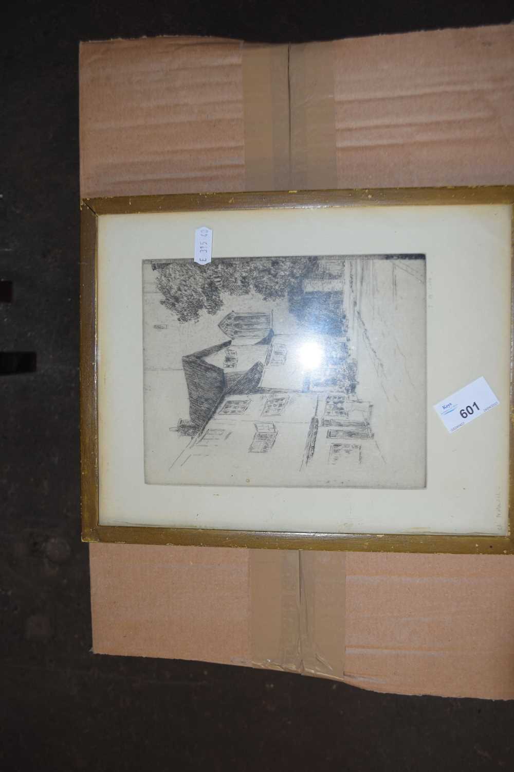 An engraving of a Norwich street scene by T B Cats?, framed and glazed