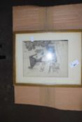 An engraving of a Norwich street scene by T B Cats?, framed and glazed