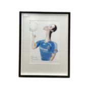 A limited edition Gerald Scarfe framed and glazed chromolithograph - Didier Drogba of Chelsea