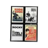 A set of 4 framed and glazed reproduction film posters, to include: - Breakfast at Tiffany's - Rocky