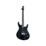 A Washburn RX10 electric guitar in gloss black with silver glittered detailSome expected marks to