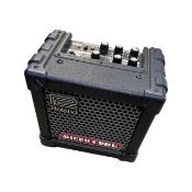 A Roland Micro Cube practice guitar amplifier, in black