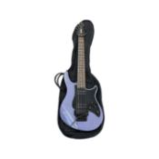 A 1980s Korean-made 7-sting Peavey Predator Plus TR7 electric guitar in metallic dark blue.Maple
