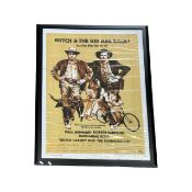 A framed reproduction film poster for Butch Cassidy and the Sundance kid. Framed size