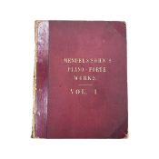 A beautiful leatherbound sheet music book of Mendelssohn's Piano-Forte Works: Volume I.London,