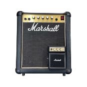 A Marshall 5005 Lead 12 guitar amp, together with a Marshall MS-2 mini plug'n' play amp in black