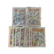 A large collection of Wizard comic books, consecutive issues from 1946-1947