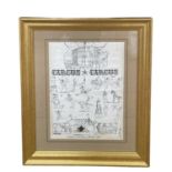 An ink on paper poster for the 1990 Downham Market Circus by G W Herridge.Framed and glazed.Framed