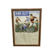 A 1955 Kina Lillet 'Grand Match de Rugby' poster, framed and glazed. Framed size approximately