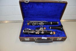 A cased Dixon clarinet