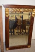 Reproduction mahogany and gilt wood framed pier type mirror, 104cm high