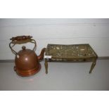 Brass trivet and a copper kettle