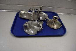 Mixed Lot: Art Nouveau style pewter ink well with figural mounts together with a further dish in