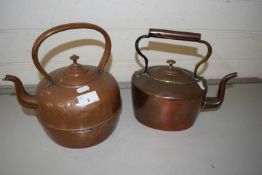 Two copper kettles