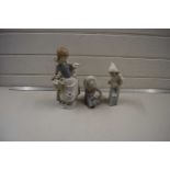 Mixed Lot: Three various Lladro figures, Girl with Lamb, Girl with Chicken and Child with Bear Cub