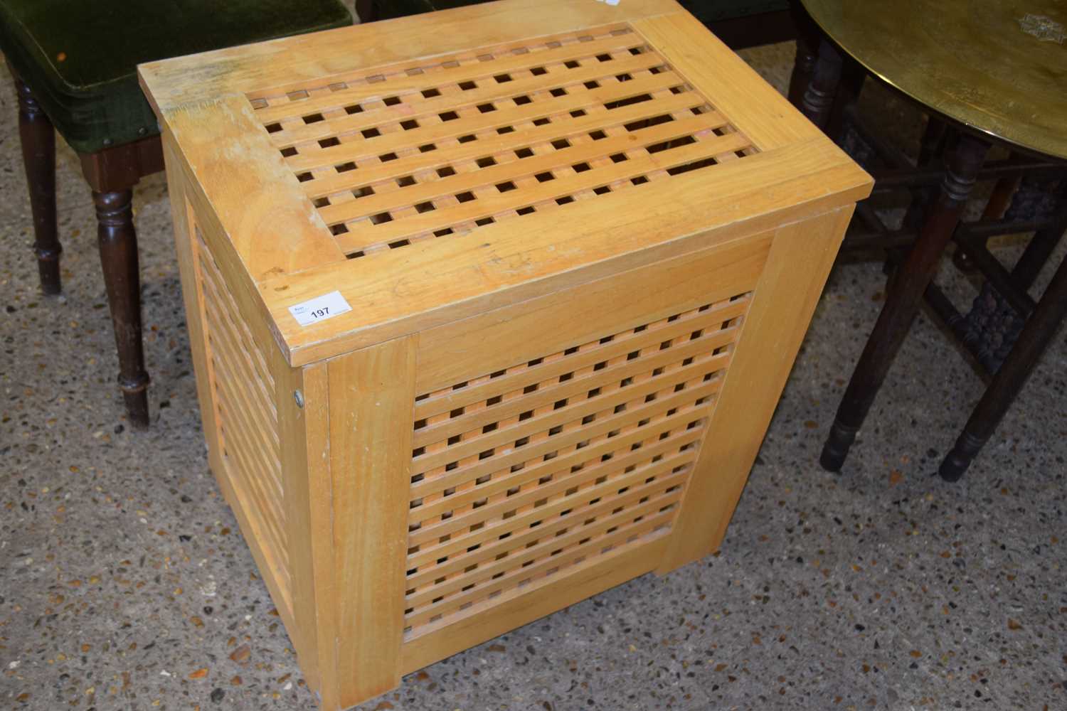 Modern wooden linen basket