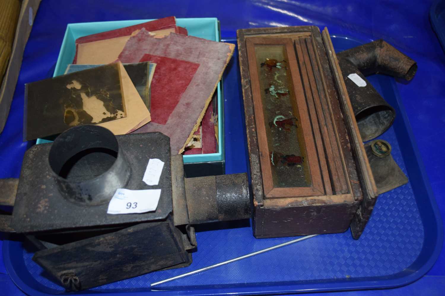 Vintage Magic Lantern together with various slides