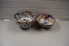 Iron stone pedestal bowl by Amerst together with a late 19th Century Japanese Imari bowl (2)
