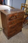 19th Century mahogany combination wash stand and chest with hinged top opening to reveal a marble