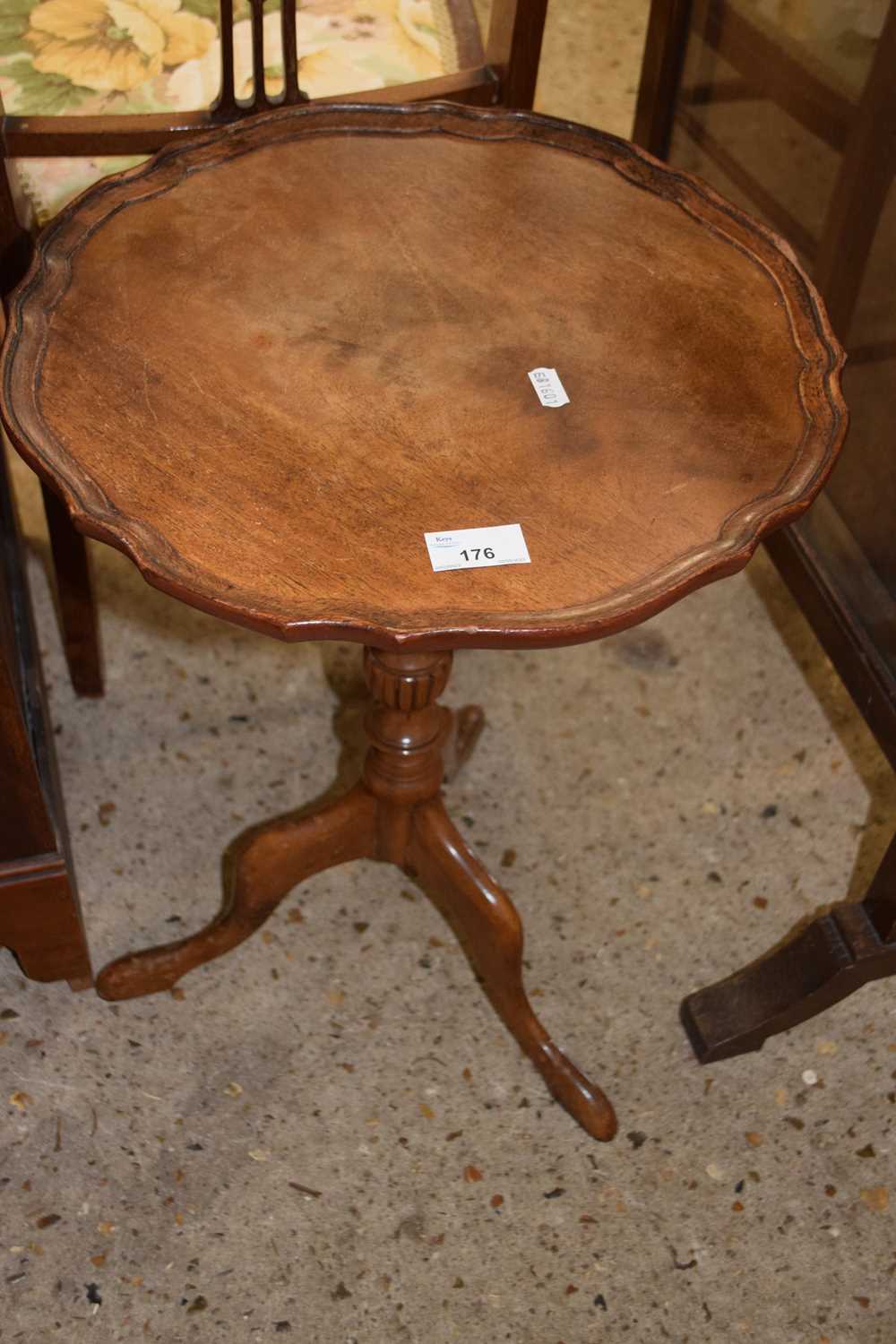 Reproduction mahogany wine table on tripod base