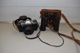Praktica Nova 8 camera together with Haynor 12 x 40 binoculars