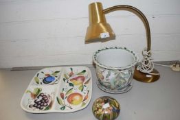 Mixed Lot: Table lamps, small jardiniere, hors d'oeuvres dish, painted trinket box (4)