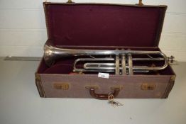 A Lincoln silver plated trumpet by Selmer, London, with case