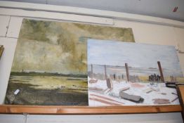 20th Century school Manningtree Stour Valley, Sunday 10th June 1962, oil on canvas, unsigned