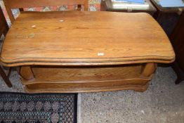 20th Century oak coffee table with end drawers and base shelf, 130cm wide