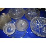 Collection of various cut glass bowls, dishes etc