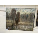 J R Crossley, study of a riverside scene, oil on canvas