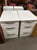 Pair of white finish bedside cabinets