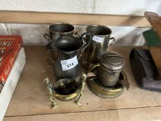 Assorted metal wares to include ashtray, money box, jug etc