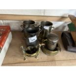 Assorted metal wares to include ashtray, money box, jug etc